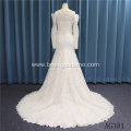 Luxury White Bridal Gown Crystal Heavy Beading bling mermaid wedding dress with removable sleeve